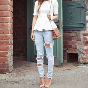 Revolve IRO Jeans Keazan Distressed Skinny Boyfriend Jeans  Light Wash- Size 27